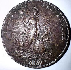 RARE BRITISH CORONATION MEDAL King George III 1760 Very Nice Bronze COBM-4512