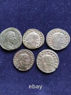 RARE Extremely+Very Fine Roman Empire 5 pieces Sestertius+Silvered Large Follis