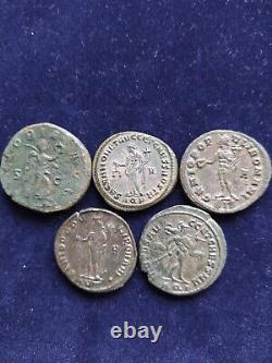RARE Extremely+Very Fine Roman Empire 5 pieces Sestertius+Silvered Large Follis