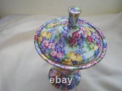 RARE Old Vtg Royal Winton JULIA Chintz Candy Dish Bowl Compote VERY NICE