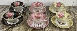 RARE VNTG LM Royal Halsey Luster 1950's Very Fine 3 Legs 6 Tea Cups & 6 Saucers