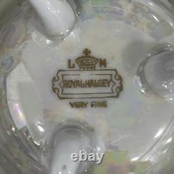 RARE VNTG LM Royal Halsey Luster 1950's Very Fine 3 Legs 6 Tea Cups & 6 Saucers