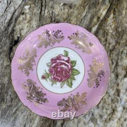 RARE VNTG LM Royal Halsey Luster 1950's Very Fine 3 Legs 6 Tea Cups & 6 Saucers