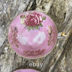 RARE VNTG LM Royal Halsey Luster 1950's Very Fine 3 Legs 6 Tea Cups & 6 Saucers