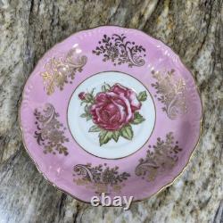RARE VNTG LM Royal Halsey Luster 1950's Very Fine 3 Legs 6 Tea Cups & 6 Saucers