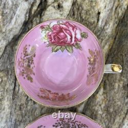 RARE VNTG LM Royal Halsey Luster 1950's Very Fine 3 Legs 6 Tea Cups & 6 Saucers