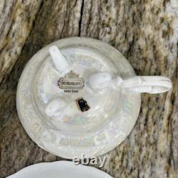 RARE VNTG LM Royal Halsey Luster 1950's Very Fine 3 Legs 6 Tea Cups & 6 Saucers