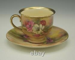 ROYAL WINTON GRIMWADES ANTIQUE POPPY ANEMONE CUP AND SAUCER VERY RARE gold rim