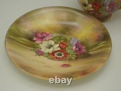 ROYAL WINTON GRIMWADES ANTIQUE POPPY ANEMONE CUP AND SAUCER VERY RARE gold rim