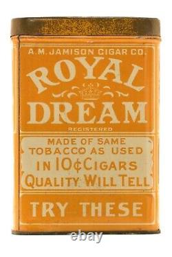 Rare 1920s Royal Dream rectangular 50 humidor cigar tin in very good condition
