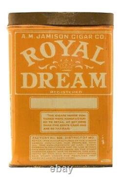 Rare 1920s Royal Dream rectangular 50 humidor cigar tin in very good condition