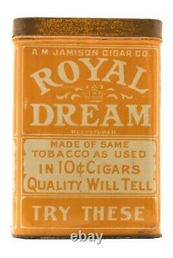 Rare 1920s Royal Dream rectangular 50 humidor cigar tin in very good condition