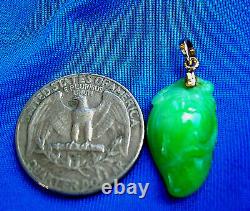 Rare Antique Jade imperial Green White Deco Pendant Exciting Victorian Charm