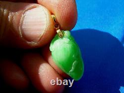 Rare Antique Jade imperial Green White Deco Pendant. Exciting Victorian Charm