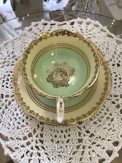 Rare Mint Green & Gold Royal Stafford Teacup & Saucer (very beautiful)
