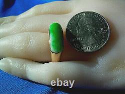 Real old Imperial green Jade Deco Engagement Ring. Rare Antique 18k Gold Band