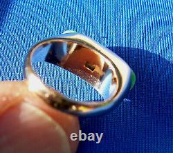 Real old Imperial green Jade Deco Engagement Ring. Rare Antique 18k Gold Band