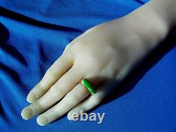 Real old Imperial green Jade Deco Engagement Ring. Rare Antique 18k Gold Band