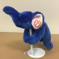 Retired Extremely RARE Ty Beanie Buddy Peanut Royal Blue Elephant Very Valuable