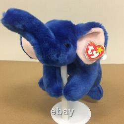 Retired Extremely RARE Ty Beanie Buddy Peanut Royal Blue Elephant Very Valuable