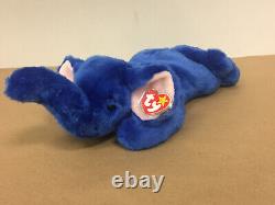 Retired Extremely RARE Ty Beanie Buddy Peanut Royal Blue Elephant Very Valuable