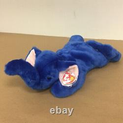 Retired Extremely RARE Ty Beanie Buddy Peanut Royal Blue Elephant Very Valuable