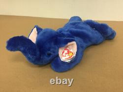 Retired Extremely RARE Ty Beanie Buddy Peanut Royal Blue Elephant Very Valuable