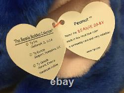 Retired Extremely RARE Ty Beanie Buddy Peanut Royal Blue Elephant Very Valuable