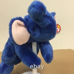 Retired Extremely RARE Ty Beanie Buddy Peanut Royal Blue Elephant Very Valuable