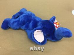 Retired Extremely RARE Ty Beanie Buddy Peanut Royal Blue Elephant Very Valuable