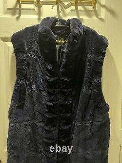Rodolphe Couture Dark Royal Blue Sheared Mink Vest Very Rare Size XL