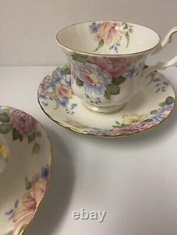 Royal Albert Beatrice Set Of 3 Tea Cups And Saucers. Very Rare Ships Worldwide