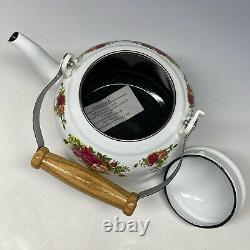 Royal Albert Old Country Roses Decorative Metal & Wood Teakettle Pot Very Rare