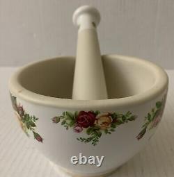 Royal Albert Old Country Roses Round Mortar and Pestle Set Very Rare