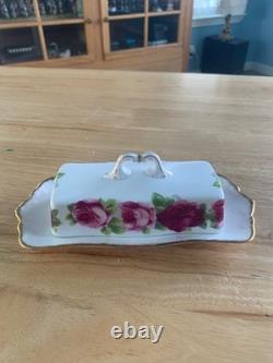 Royal Albert rare old english rose butter dish vintage very nice no chips