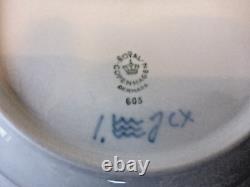 Royal Copenhagen BLUE FLUTED HALF LACE BORDER-8 Rim Soup Bowls-9.25. VERY RARE