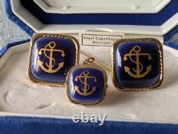 Royal Copenhagen Cufflink and Tie Pin Set. Vintage Very Limited Edition. Rare
