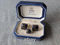 Royal Copenhagen Cufflink and Tie Pin Set. Vintage Very Limited Edition. Rare