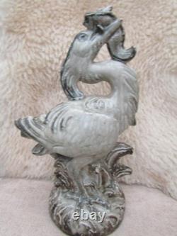 Royal Copenhagen Heron catching a fish, stoneware, very rare