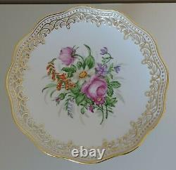 Royal Copenhagen Very Rare Juliane Marie Saxon Flower Plate on Foot