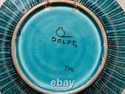 Royal Delft green isnik very rare plate, porceleyne fles, delft, holland 1930