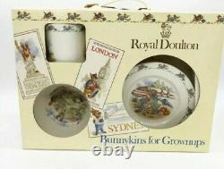 Royal Doulton Bunnykins 4-piece set for GROWN UPS Vintage 1986 Very Rare Item