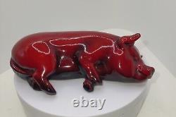 Royal Doulton Flambe Pig Sleeping On Its Side 1920s -Very rare