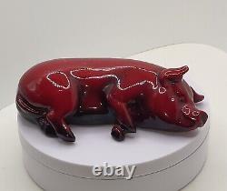 Royal Doulton Flambe Pig Sleeping On Its Side 1920s -Very rare