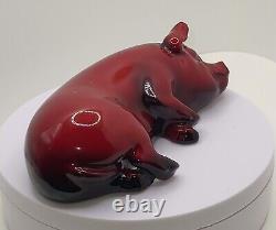 Royal Doulton Flambe Pig Sleeping On Its Side 1920s -Very rare