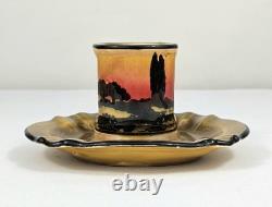 Royal Doulton Poplars Sunset Ashtray Matchbox Holder 1910s Very Rare England