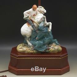 Royal Doulton St George Slaying Dragon Hn 2051 Lamp 28 Very Rare Vintage