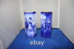 Royal Doulton Vintage Very Rare Blue Childrens Series Vases Lot Of 2