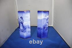 Royal Doulton Vintage Very Rare Blue Childrens Series Vases Lot Of 2