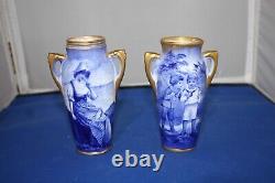 Royal Doulton Vintage Very Rare Lot Of 2 Blue Childrens Series Vases